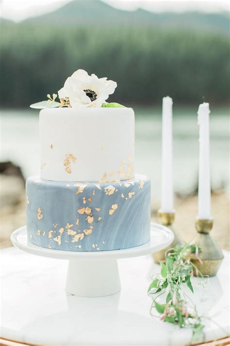 elegant dusty blue wedding cake.